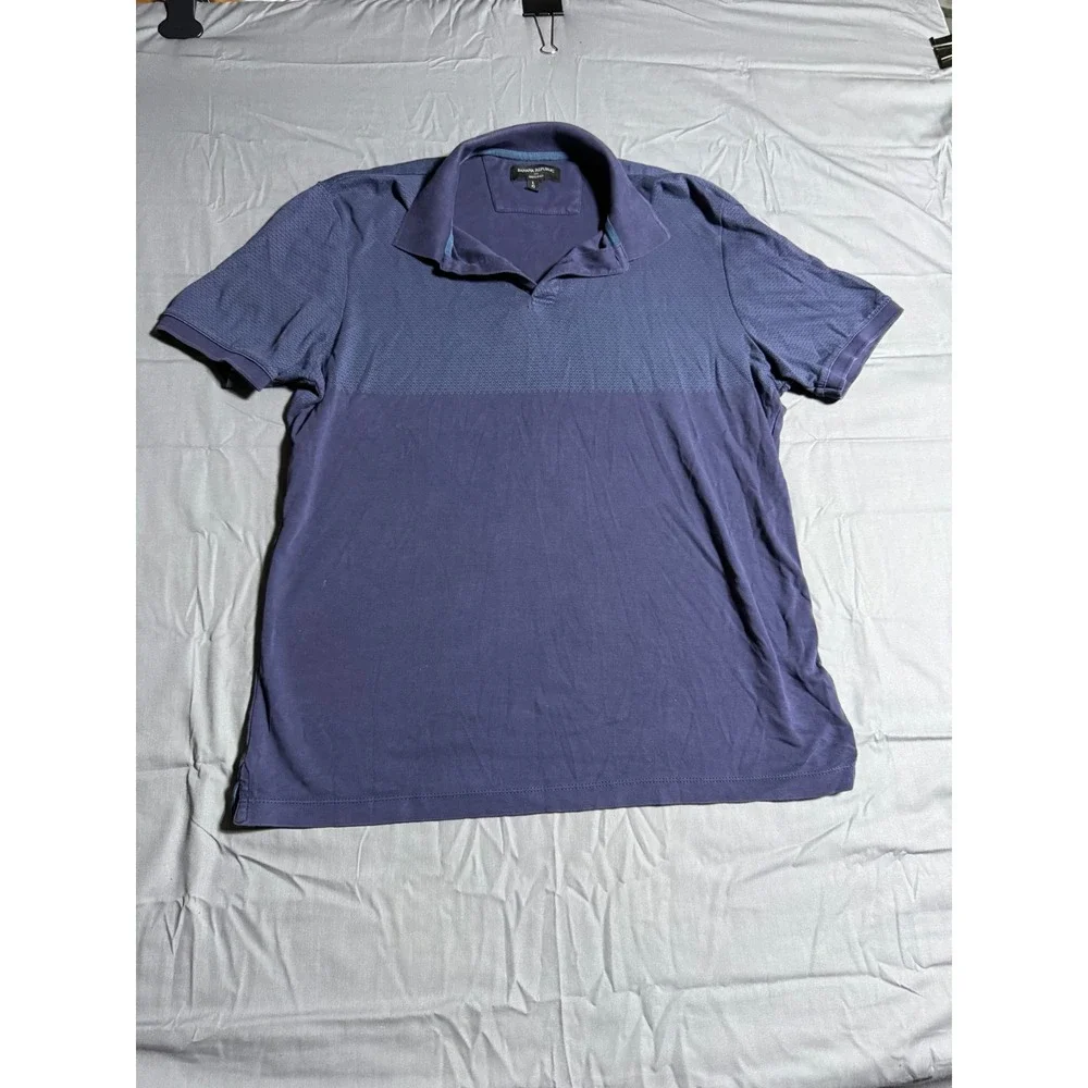 Banana Republic Dress Polo Mens Large Purple Good Geometric Micro Print Slv